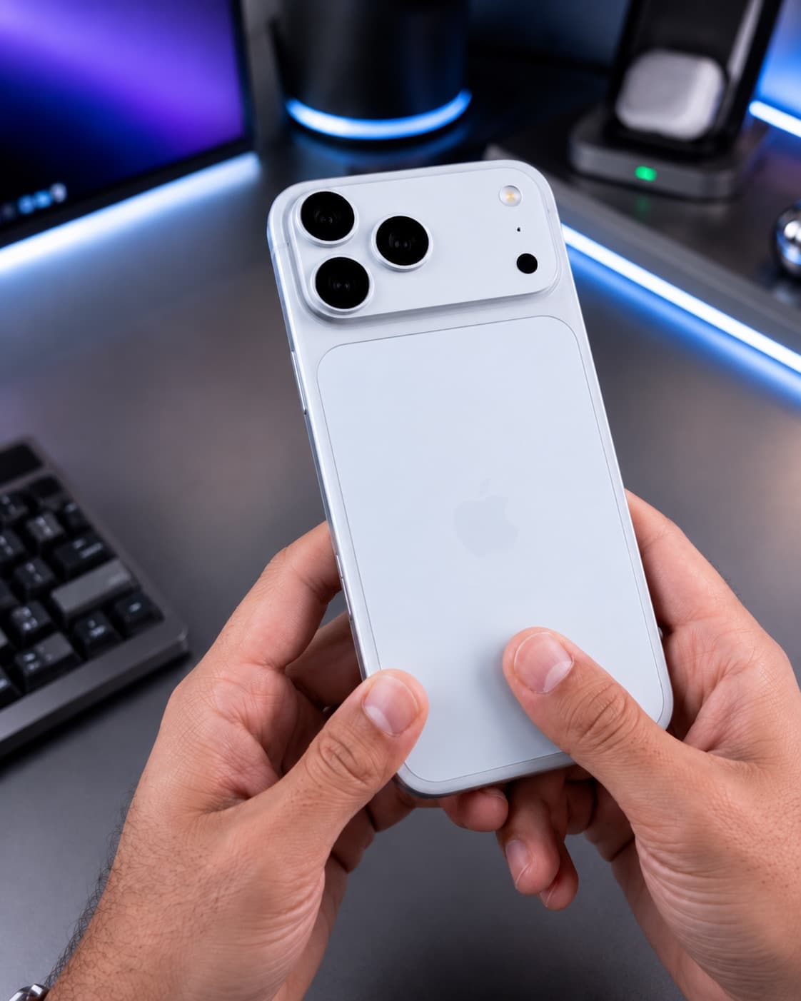 iPhone 18 Pro Max dummy in silver white