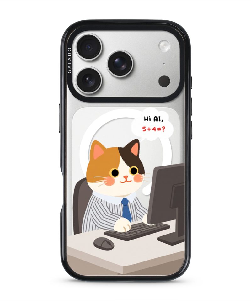 Meowffice AI Meow office-cat phone case, add your own text (view 1)