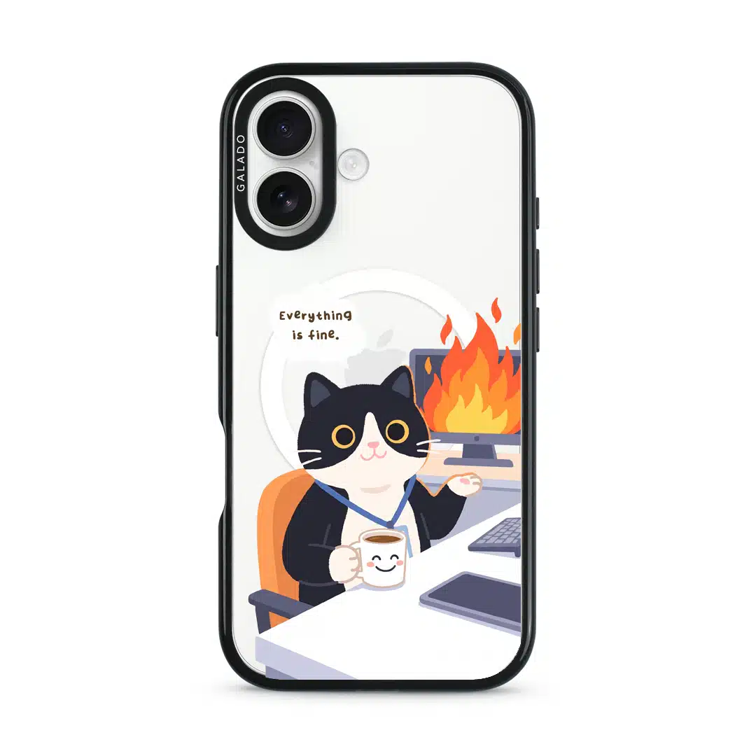 Meowffice Calm in Chaos office-cat phone case, add your own text (view 5)