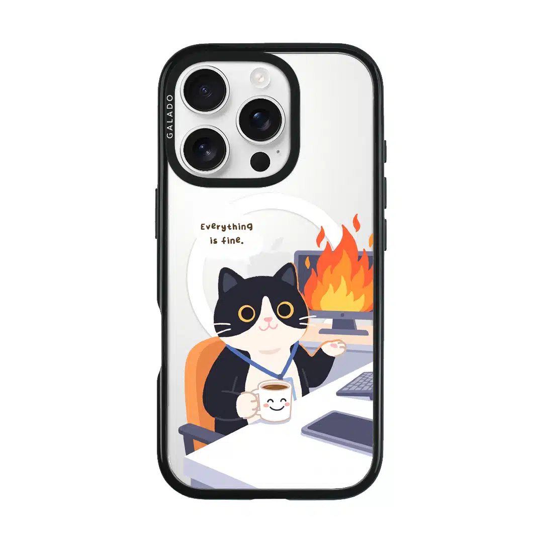 Meowffice Calm in Chaos office-cat phone case, add your own text (view 6)