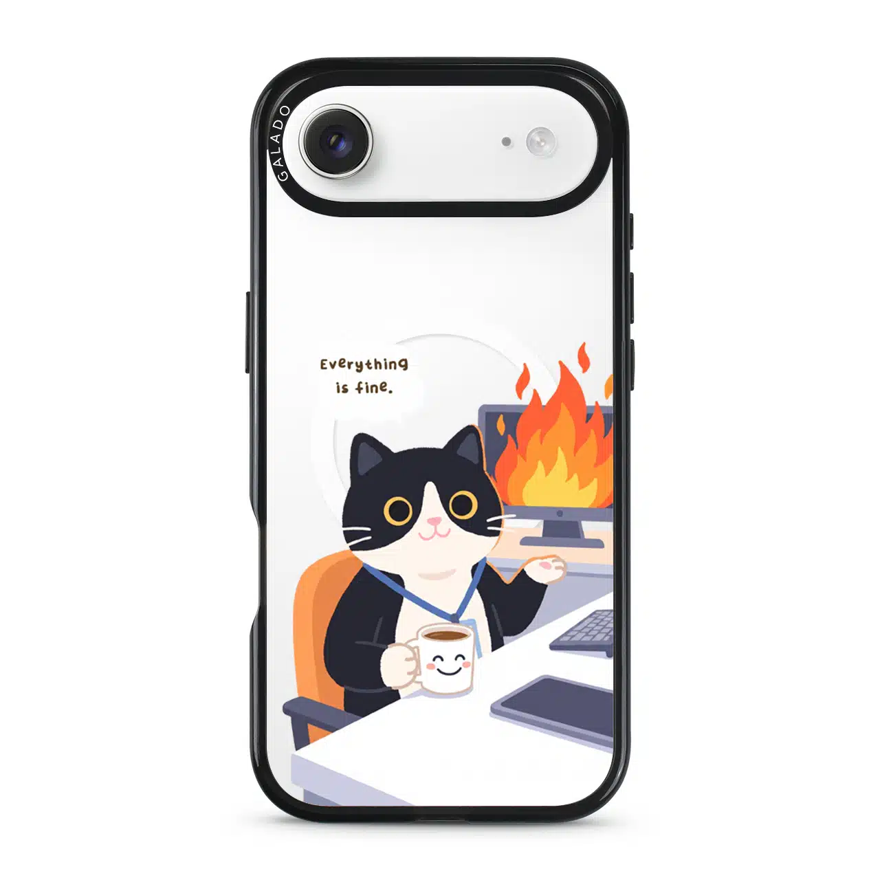 Meowffice Calm in Chaos office-cat phone case, add your own text (view 7)