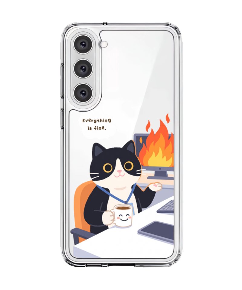 Meowffice Calm in Chaos office-cat phone case, add your own text (view 8)