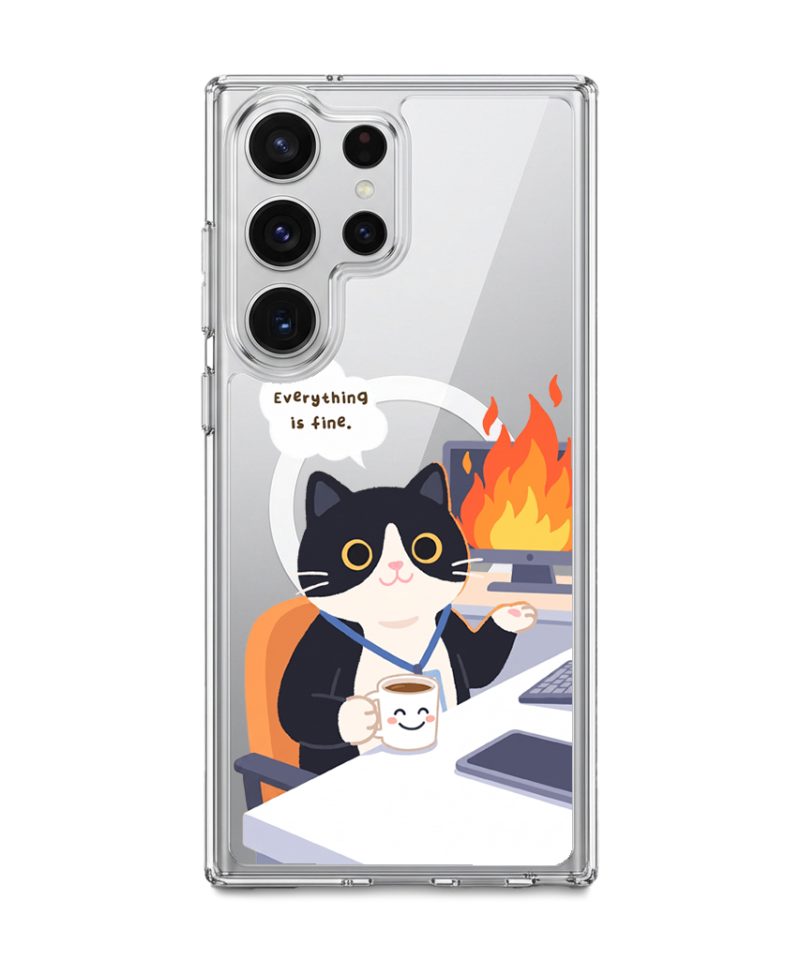 Meowffice Calm in Chaos office-cat phone case, add your own text (view 9)