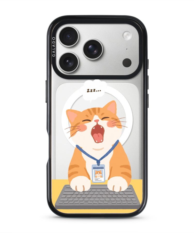 Meowffice Keyboard Nap Cat office-cat phone case, add your own text (view 1)