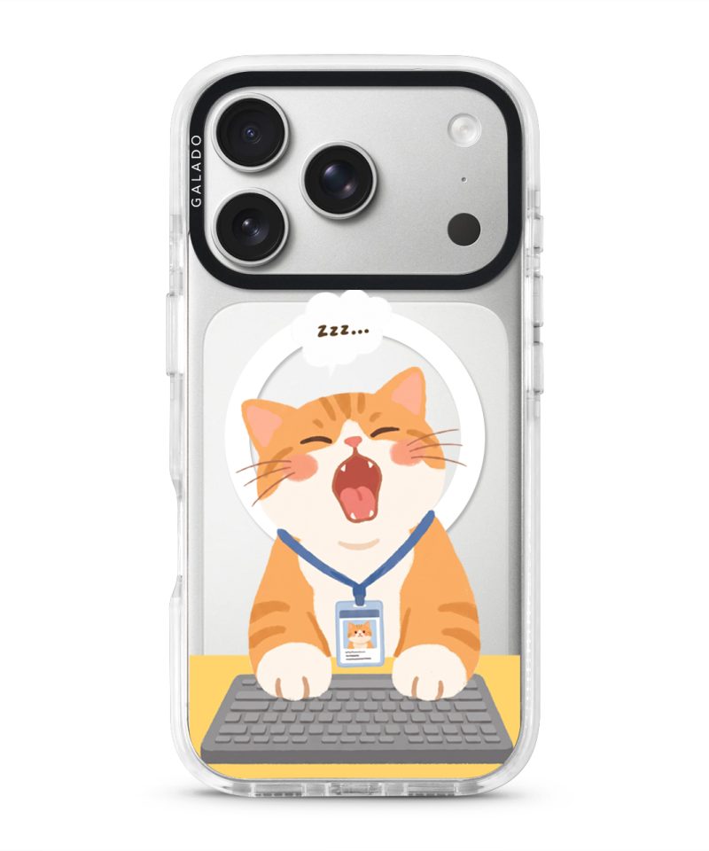 Meowffice Keyboard Nap Cat office-cat phone case, add your own text (view 2)