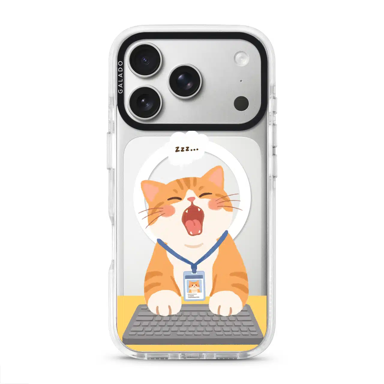 Meowffice Keyboard Nap Cat office-cat phone case, add your own text (view 2)