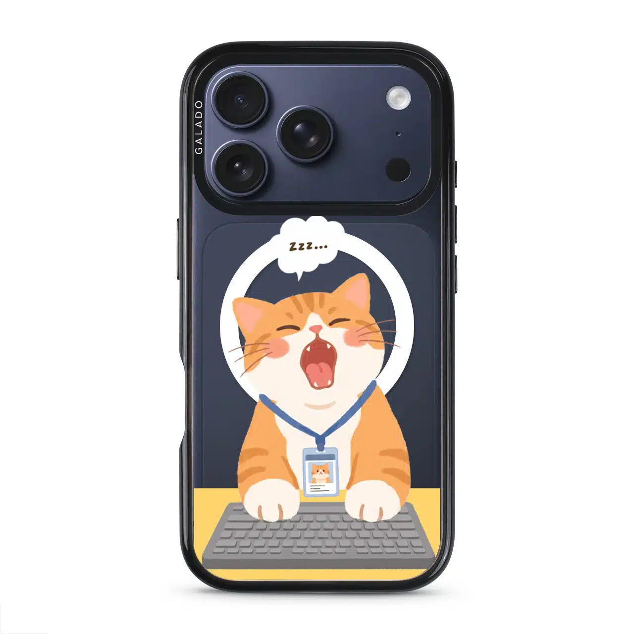 Meowffice Keyboard Nap Cat office-cat phone case, add your own text (view 3)