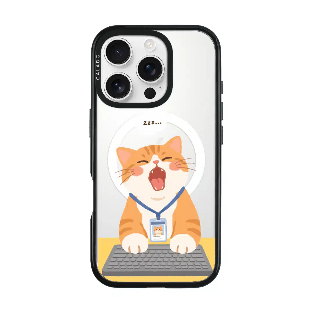 Meowffice Keyboard Nap Cat office-cat phone case, add your own text (view 6)