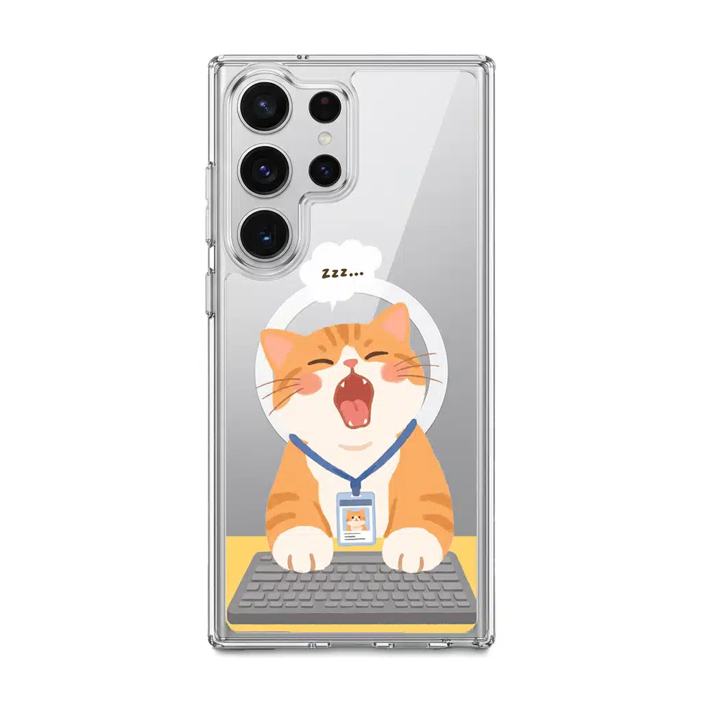 Meowffice Keyboard Nap Cat office-cat phone case, add your own text (view 9)