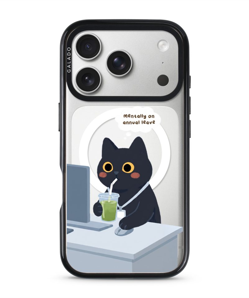 Meowffice Mentally OOO office-cat phone case, add your own text (view 1)