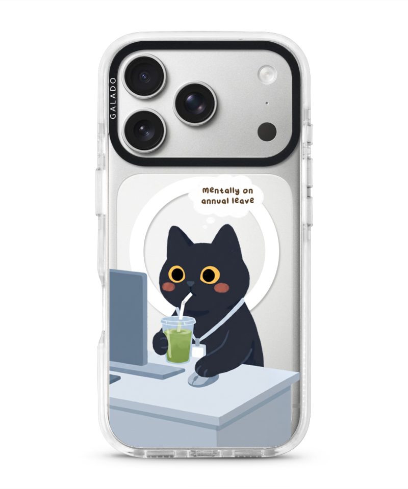 Meowffice Mentally OOO office-cat phone case, add your own text (view 2)