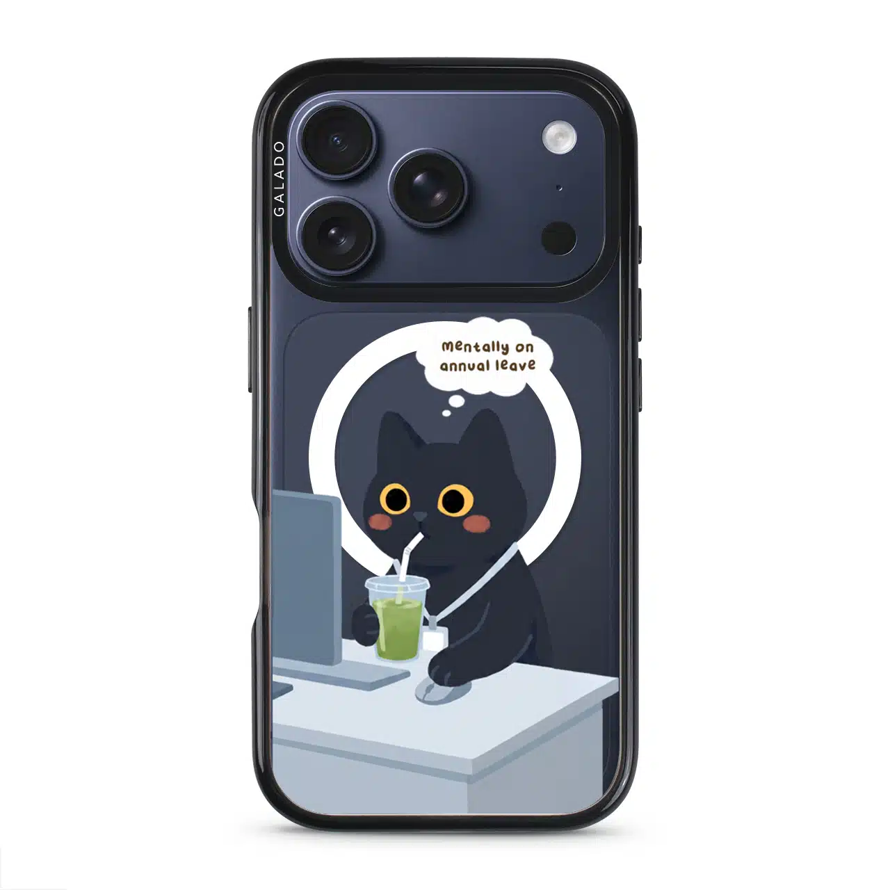 Meowffice Mentally OOO phone case in the deep blue ProGuard case
