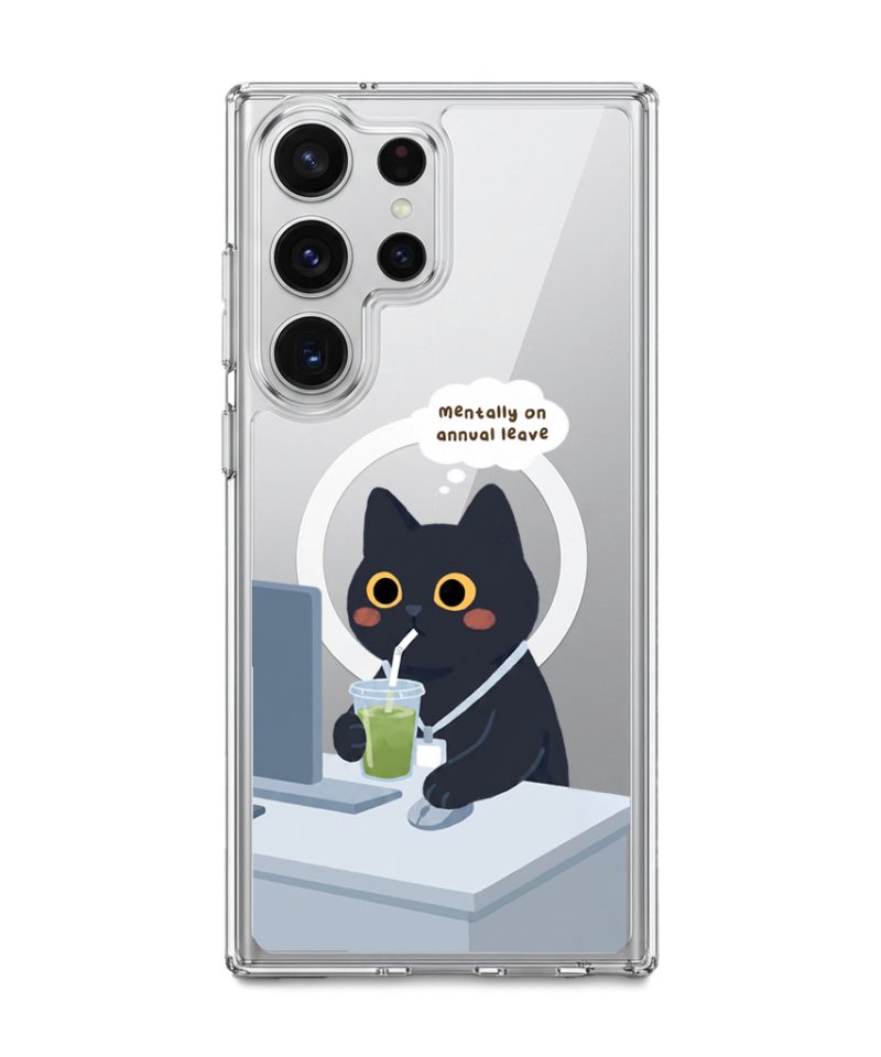 Meowffice Mentally OOO office-cat phone case, add your own text (view 9)
