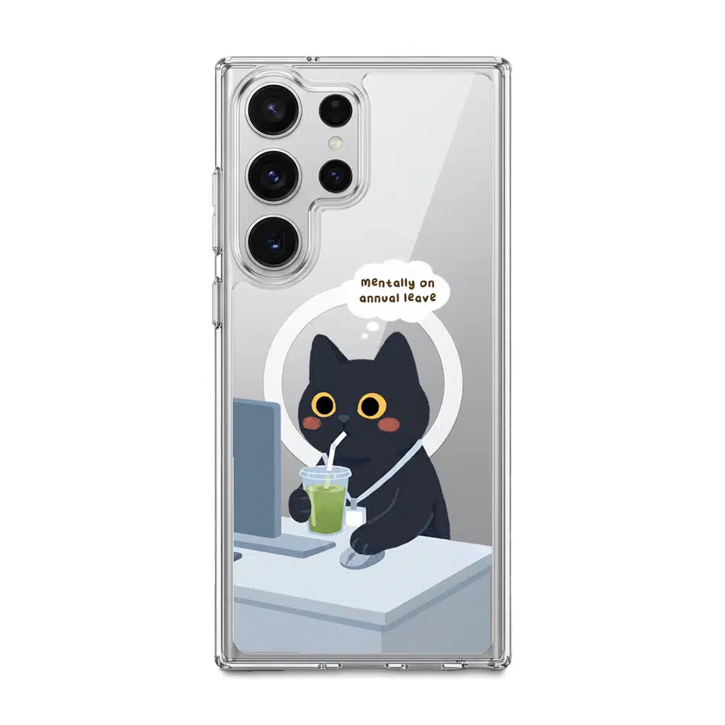 Meowffice Mentally OOO office-cat phone case, add your own text (view 9)