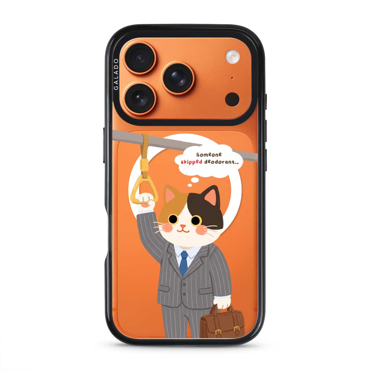 Meowffice Rush Hour Cat phone case in the orange ProGuard case