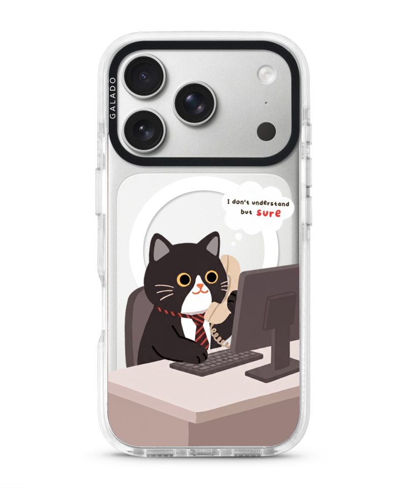 Meowffice Sure Boss Cat office-cat phone case, add your own text (view 2)