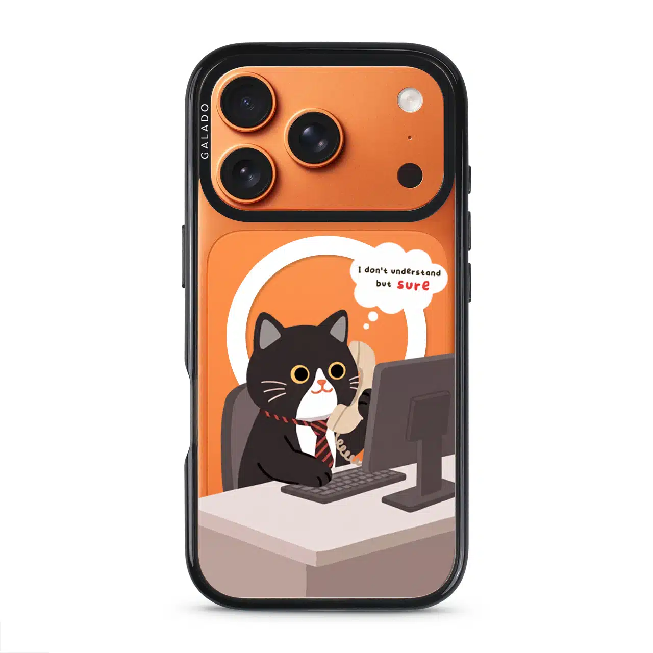 Meowffice Sure Boss Cat office-cat phone case, add your own text (view 4)