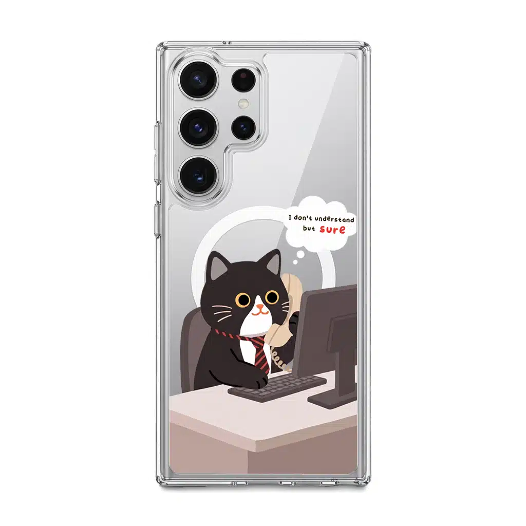 Meowffice Sure Boss Cat office-cat phone case, add your own text (view 9)