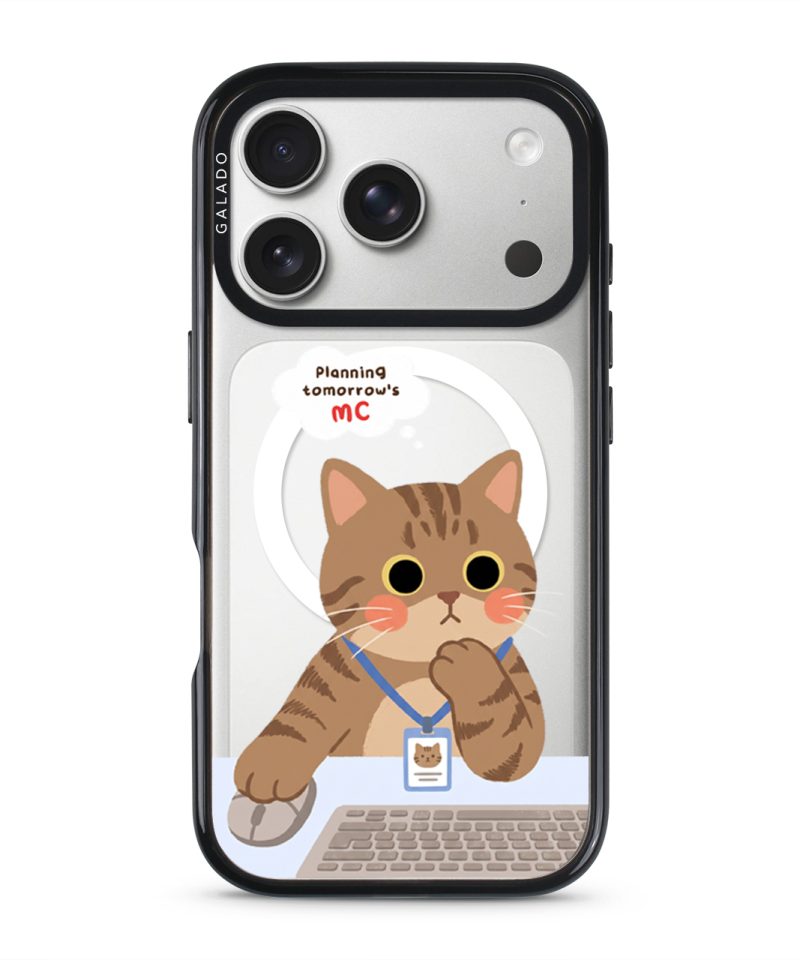 Meowffice Tomorrow MC Cat office-cat phone case, add your own text (view 1)