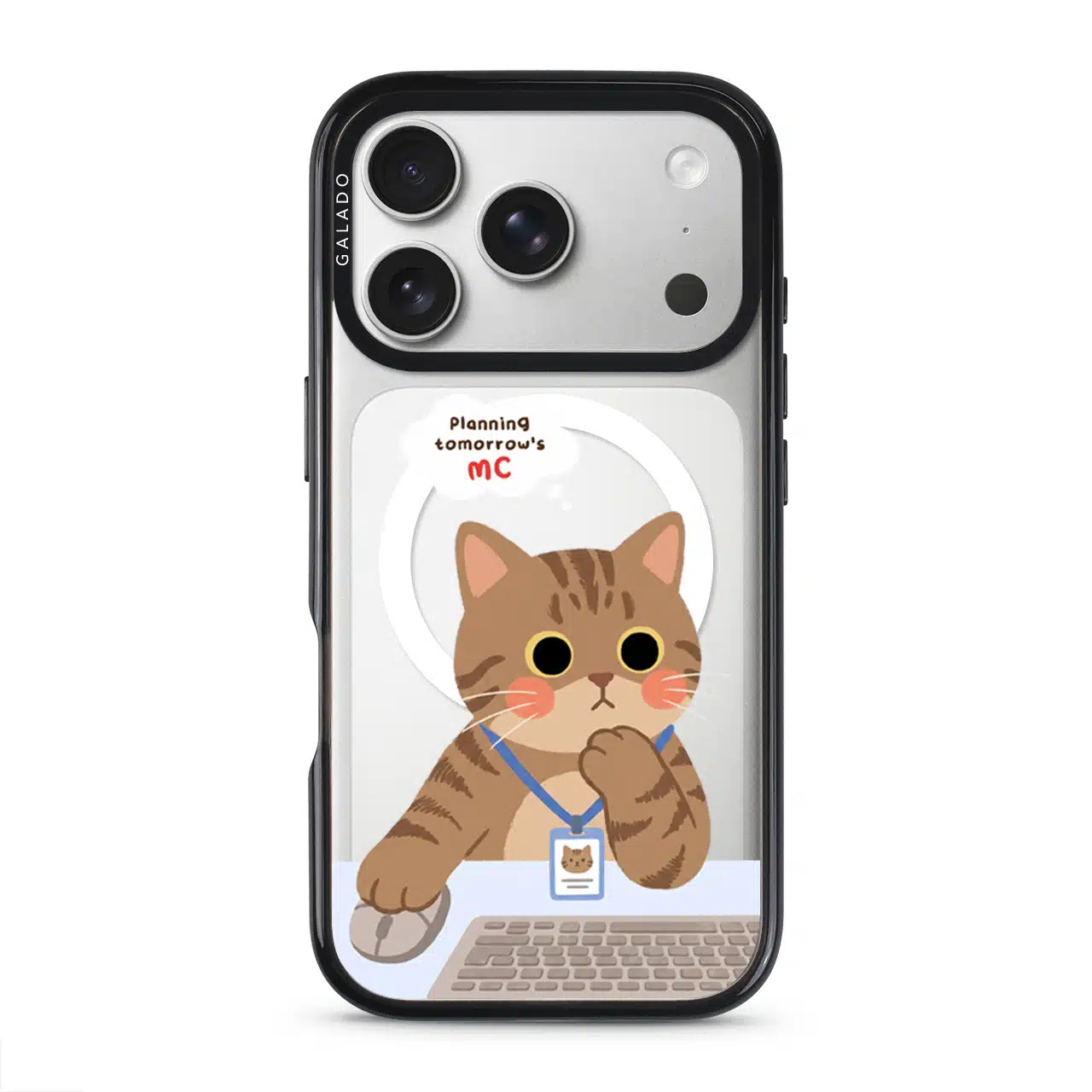Meowffice Tomorrow MC Cat office-cat phone case, add your own text (view 1)