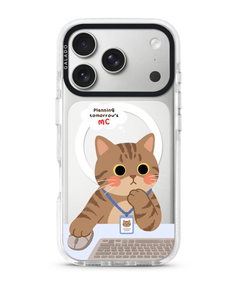 Meowffice Tomorrow MC Cat office-cat phone case, add your own text (view 2)