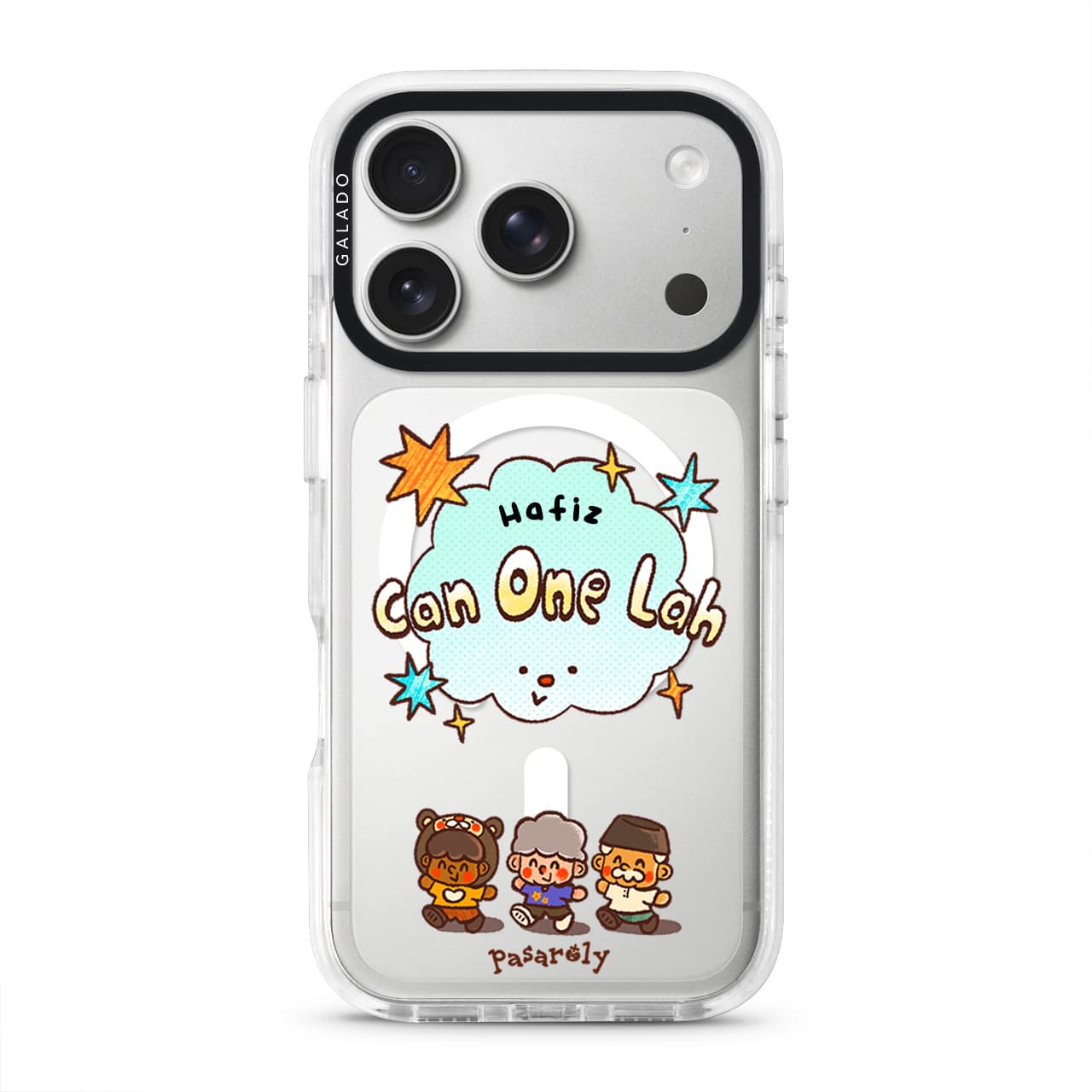 Pasaroly Can One Lah phone case in the white ProGuard case