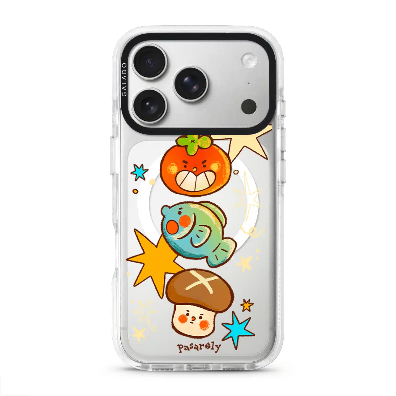 Pasaroly Lucky Catch phone case in the white ProGuard case