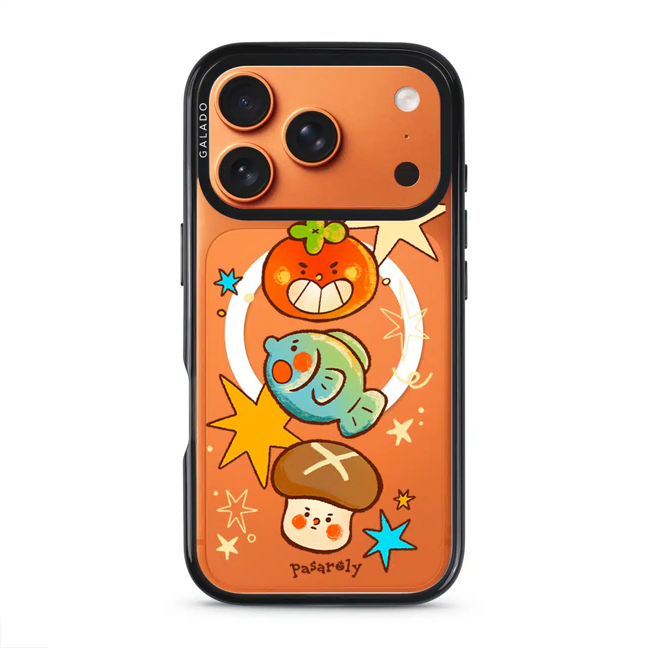 Pasaroly Lucky Catch phone case in the orange ProGuard case