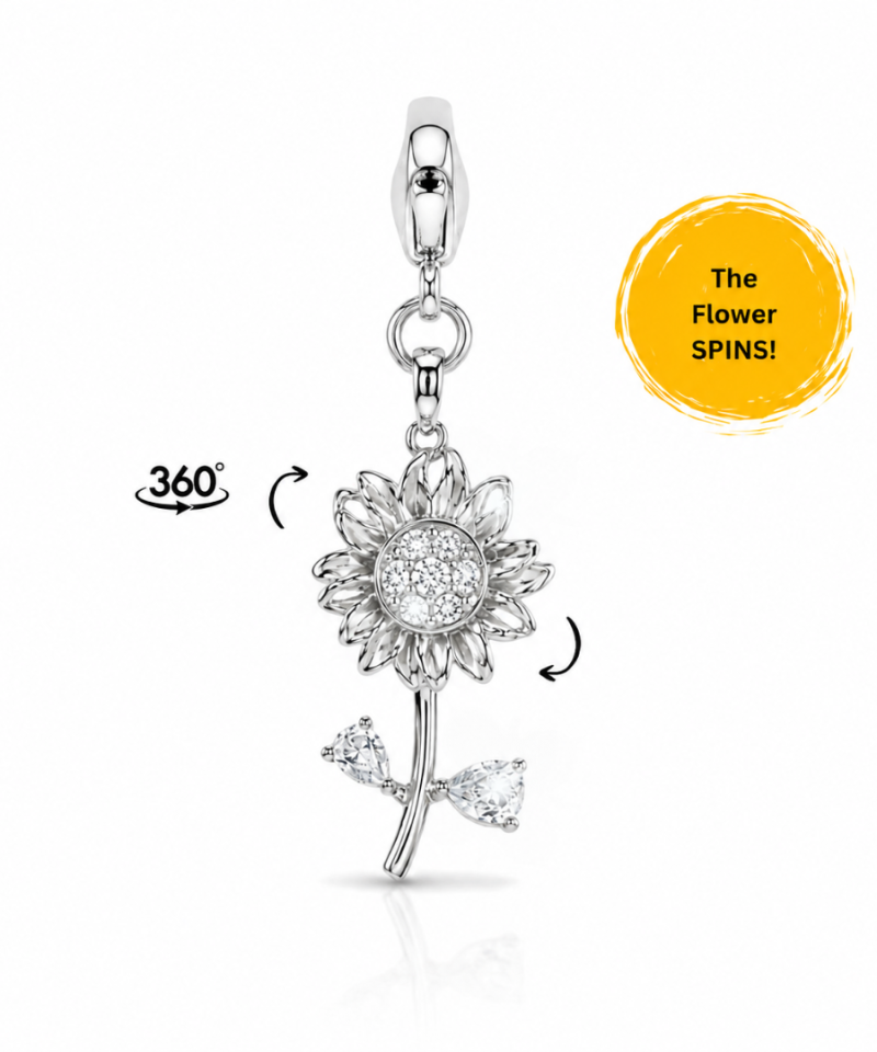 Clip-On Charm (360 Silver Sunflower)
