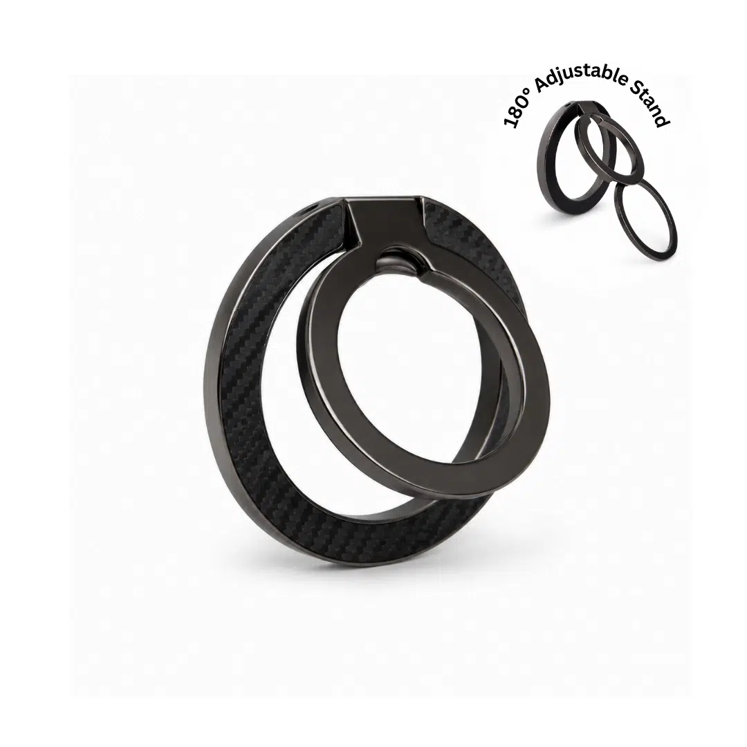 GALADO Carbon Duo Magnetic Grip in Carbon Black with its 180 degree adjustable stand