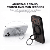 Carbon Duo Magnetic Grip propping a phone upright in portrait and in landscape