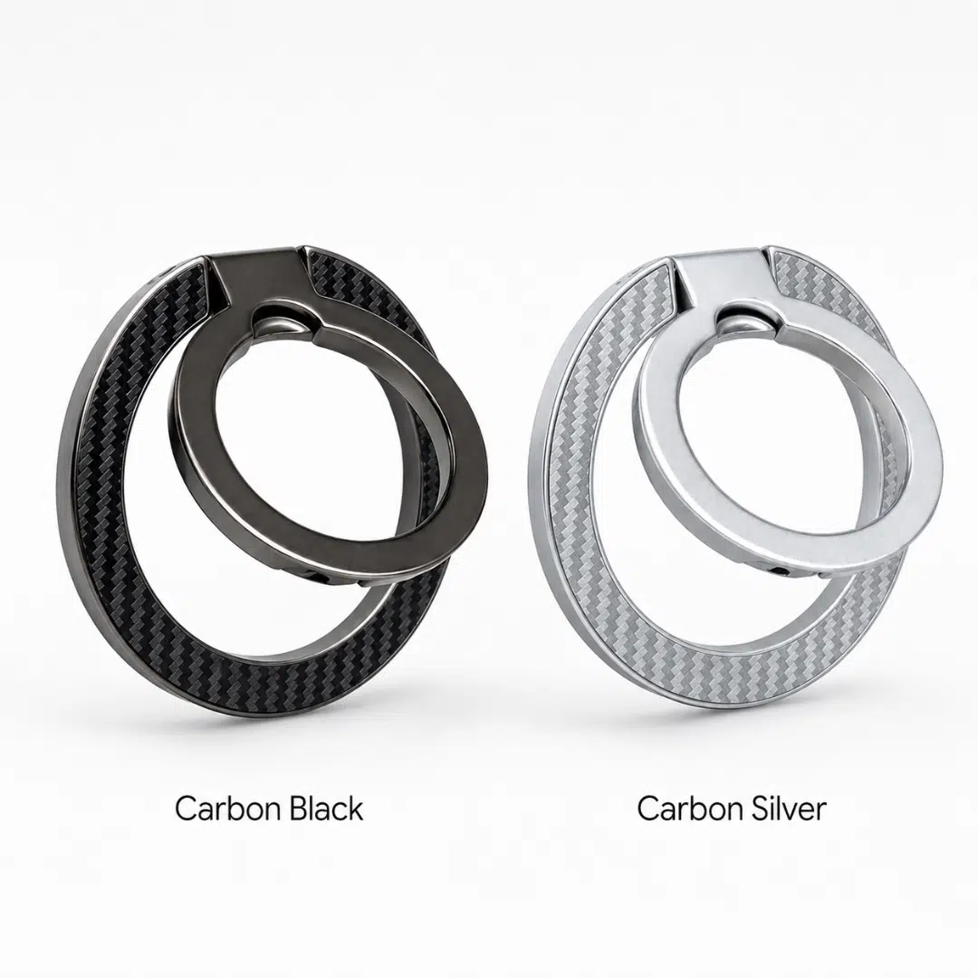 Carbon Duo Magnetic Grip shown in Carbon Black and Carbon Silver side by side
