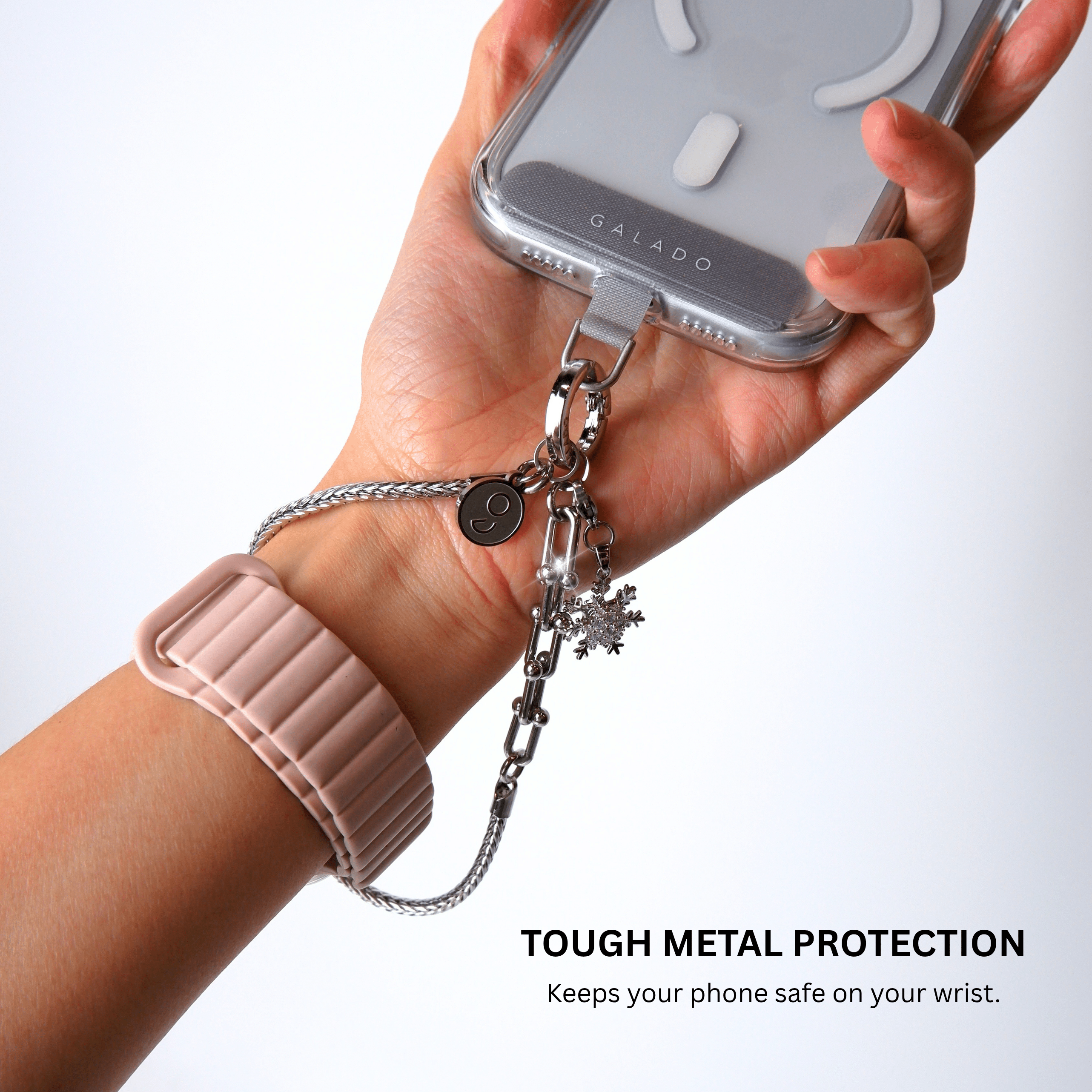GALADO Stylink Extended metal phone chain, 15cm stainless steel wrist loop