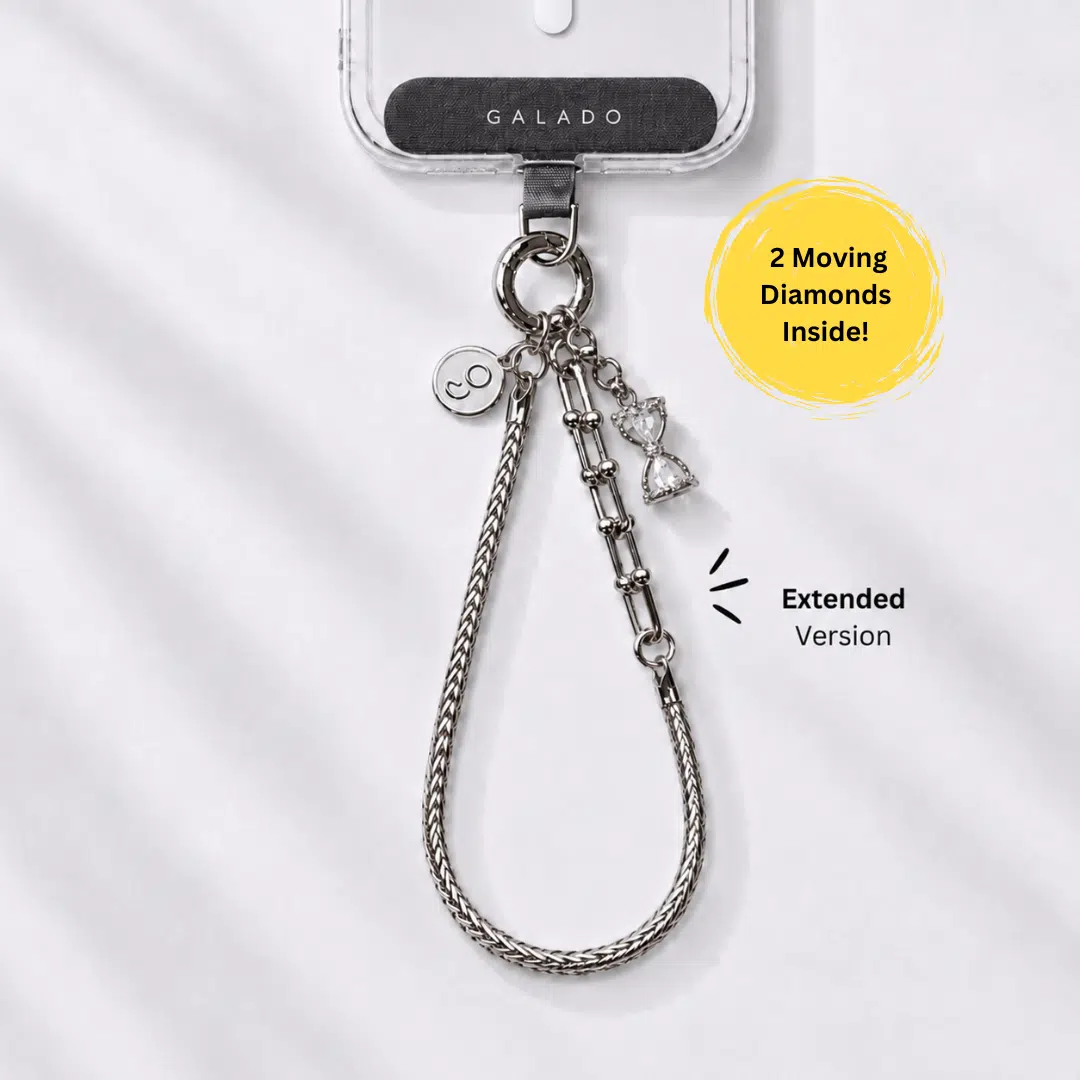 GALADO Stylink Extended metal phone chain, 15cm stainless steel wrist loop