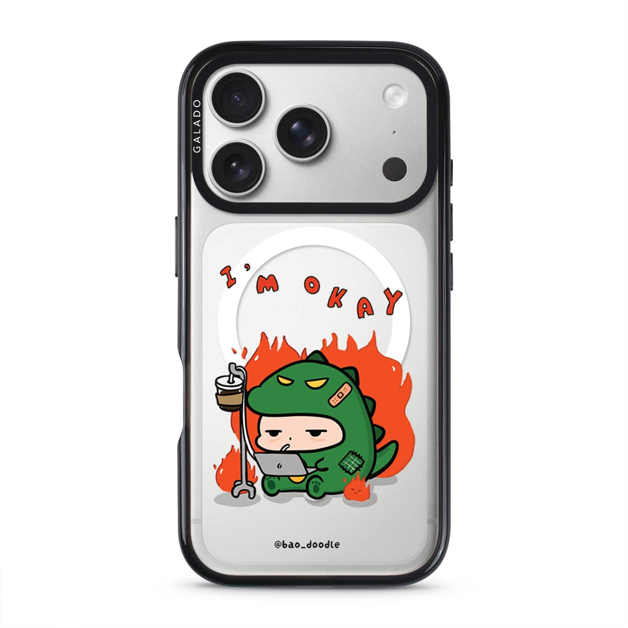 Bao Doodle Everything Is Fine phone case on a clear GALADO ProGuard case