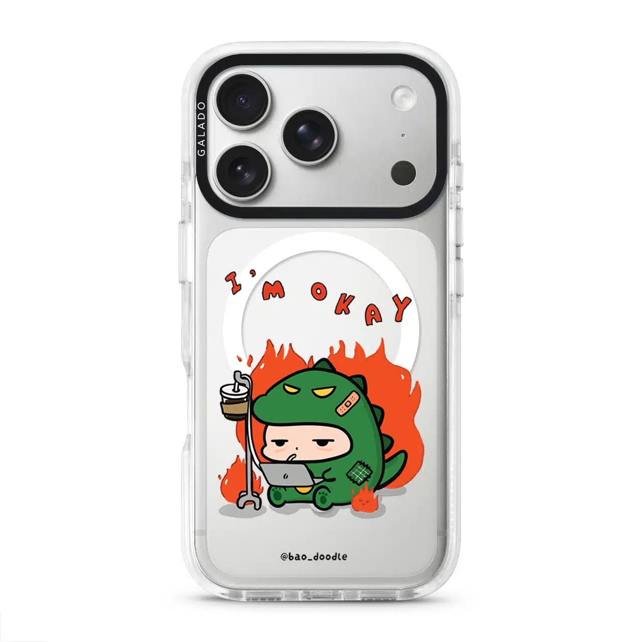Bao Doodle Everything Is Fine phone case in the white ProGuard case