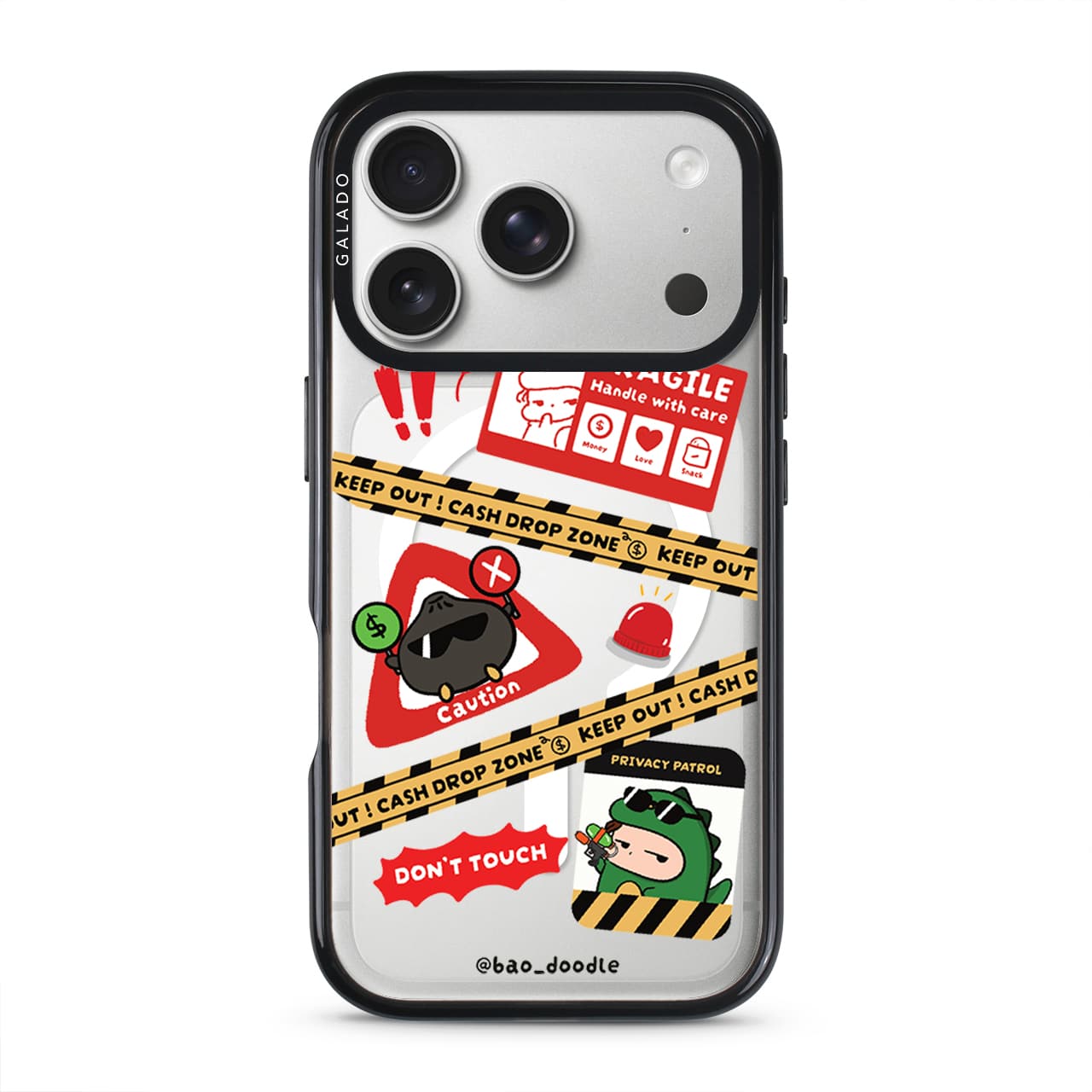 Bao Doodle Handle With Care phone case on a clear GALADO ProGuard case