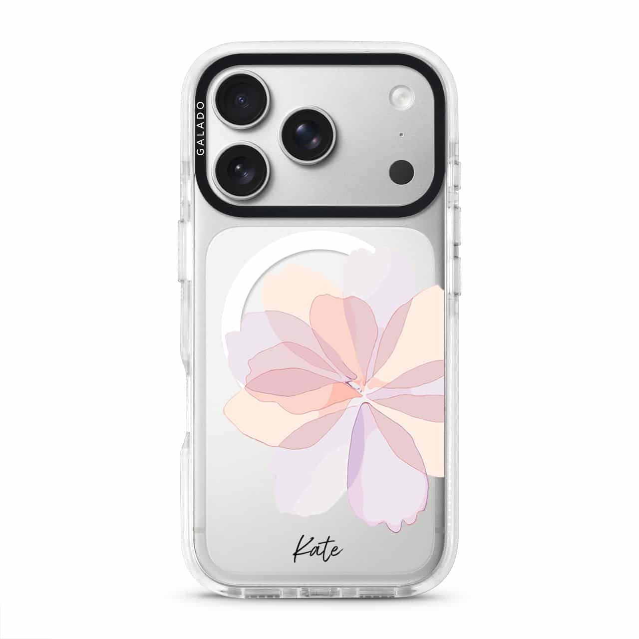 Blush Peony clear phone case on iPhone 17 Pro