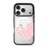 Cotton Heart phone case, pink striped heart on a clear case with a personalised name