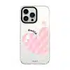 Cotton Heart phone case, pink striped heart on a clear case with a personalised name