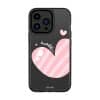 Cotton Heart phone case, pink striped heart on a clear case with a personalised name
