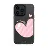 Cotton Heart phone case, pink striped heart on a clear case with a personalised name