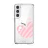 Cotton Heart phone case, pink striped heart on a clear case with a personalised name
