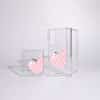 Cotton Heart phone case, pink striped heart on a clear case with a personalised name