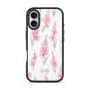 Gladiolus Grace phone case, tall pink gladiolus stems on a clear case with a personalised script name