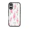 Gladiolus Grace phone case, tall pink gladiolus stems on a clear case with a personalised script name