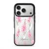 Gladiolus Grace phone case, tall pink gladiolus stems on a clear case with a personalised script name