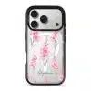 Gladiolus Grace phone case, tall pink gladiolus stems on a clear case with a personalised script name