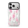 Gladiolus Grace phone case, tall pink gladiolus stems on a clear case with a personalised script name