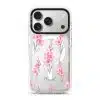 Gladiolus Grace phone case, tall pink gladiolus stems on a clear case with a personalised script name
